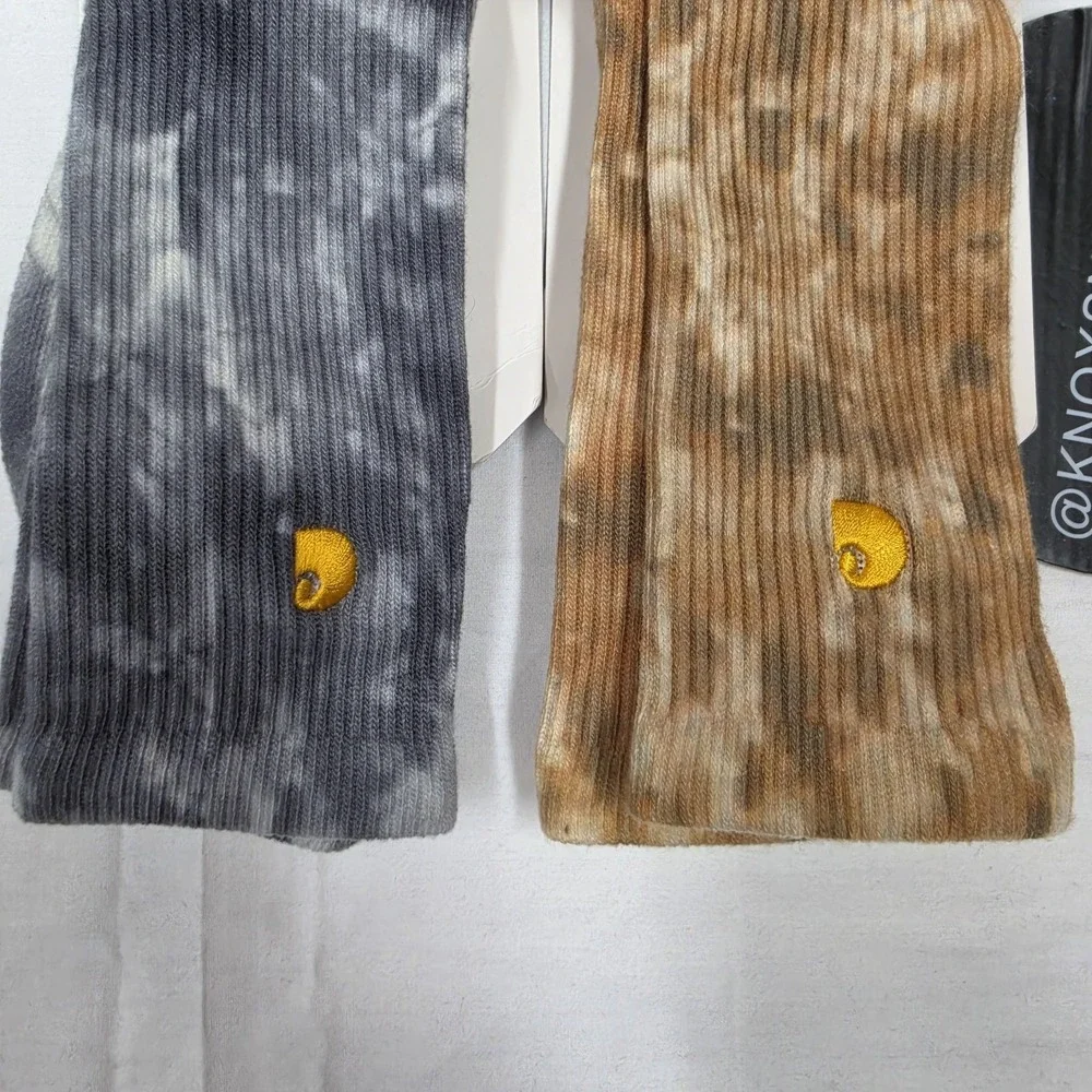 2 Pair Carhartt Classic Midweight Tie-Dye Crew Socks Men's Size Large 9-11.5